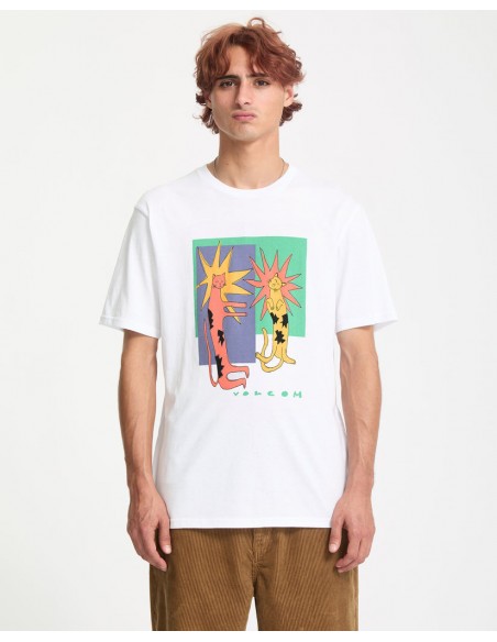 Tricou volcom longo cats white